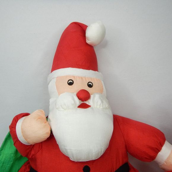 Vtg Set 2 Nylon Santa Claus Plush International Silver Co. Christmas 15" & 9" - Picture 6 of 16
